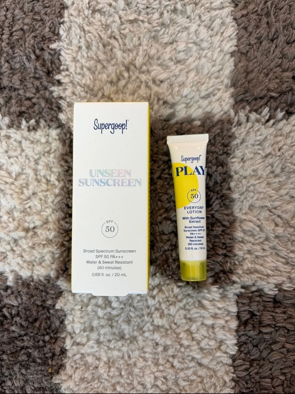 BRAND NEW Supergoop unseen sunscreen + Supergoop everyday lotion